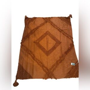 Urban Outfitters Tufted Throw Orange Blanket